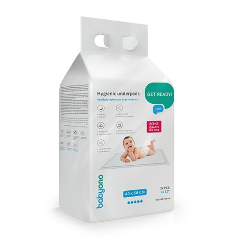 BabyOno: Πολυχρηστικό σελτεδάκι μιας χρήσης 40*60 εκ - 20 τεμάχια + 2 δώρο