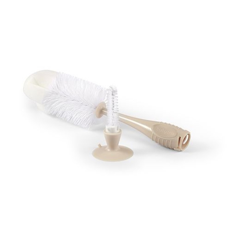 BabyOno: Σετ Βούρτσα για Μπιμπερό με Ενσωματωμένο Βουρτσάκι για θηλές και Βεντούζα Στήριξης Μπεζ