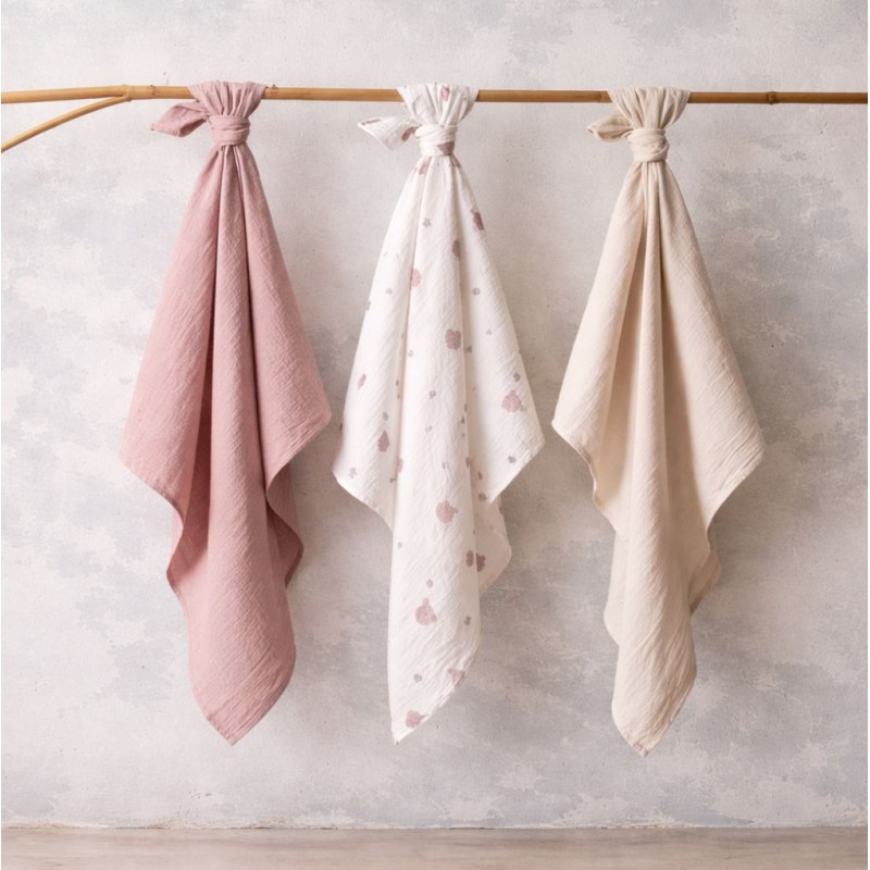 BabyOno: Βαμβακερές πάνες αγκαλιάς - μουσελίνες 70x70 cm (Σετ 3 τμχ)