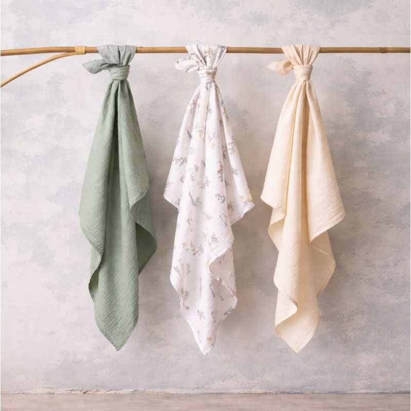 BabyOno: Βαμβακερές πάνες αγκαλιάς - μουσελίνες 70x70 cm (Σετ 3 τμχ)