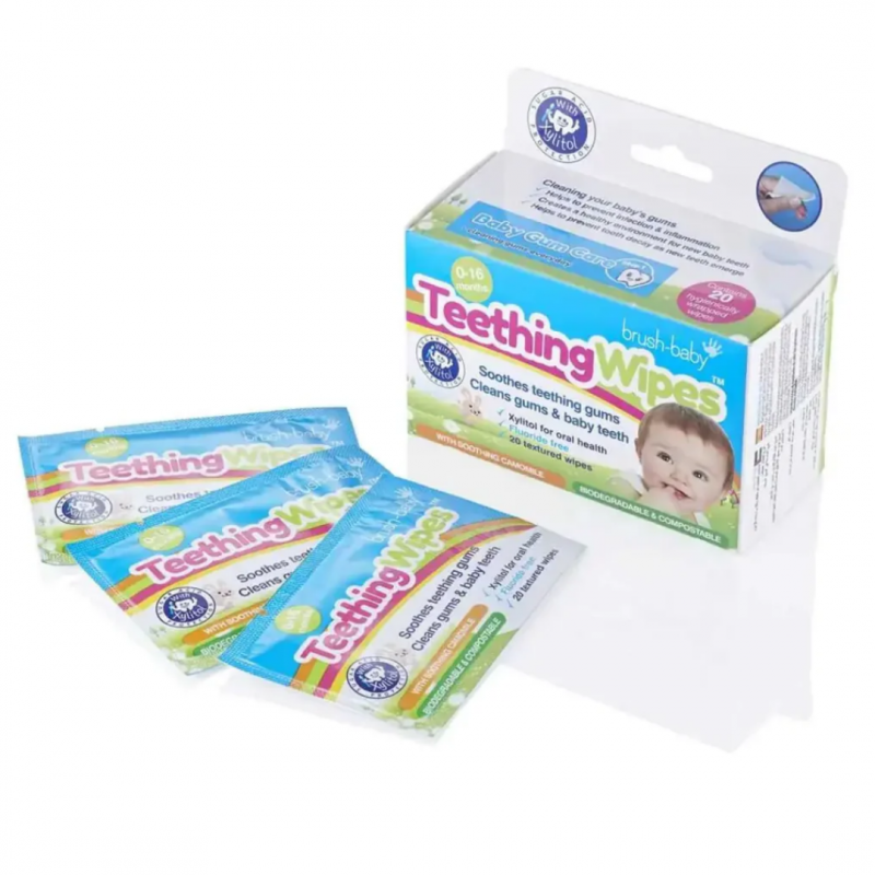 Brush-Baby:  Καταπραϋντικά βρεφικά μαντηλάκια για τα ούλα με χαμομήλι 0-16 μηνών