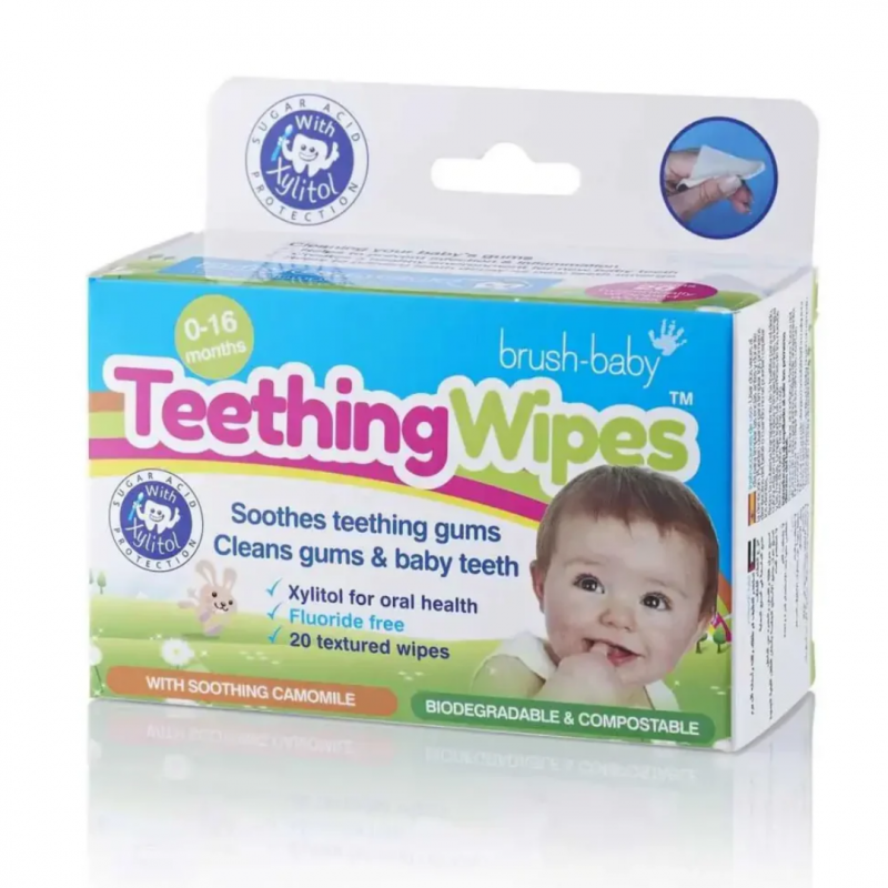 Brush-Baby:  Καταπραϋντικά βρεφικά μαντηλάκια για τα ούλα με χαμομήλι 0-16 μηνών