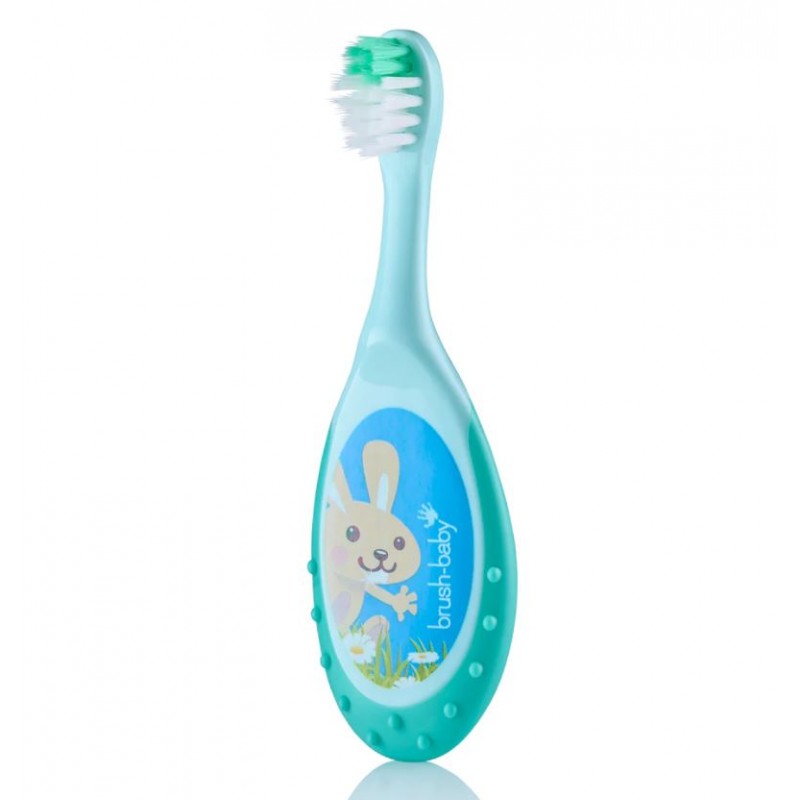 Brush-Baby:  FlossBrush Οδοντόβουρτσα και μασητικό 2 σε 1 για 0-3 ετών (Διπλή συσκευασία) -Γαλάζιο/Μπλε