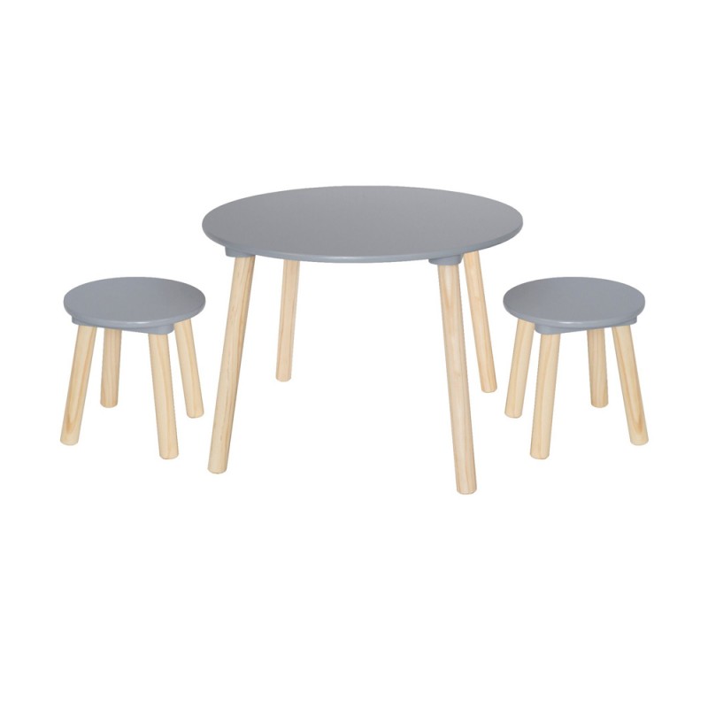 Jabadabado: Ξύλινο τραπεζάκι με δύο σκαμπό Γκρί