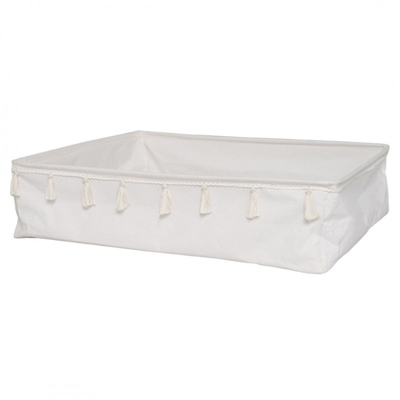 Jabadabado: Υφασμάτινο καλάθι αποθήκευσης (για κάτω από το κρεβάτι) Λευκό