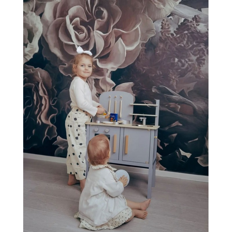 Jabadabado: Ξύλινη παιδική κουζίνα με κατσαρολικά Γκρι