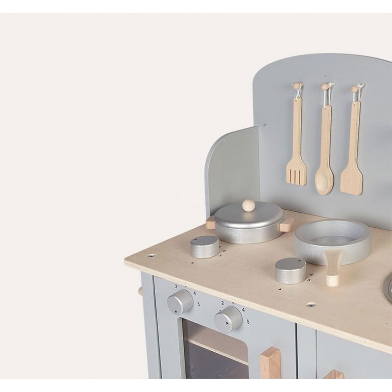 Jabadabado: Ξύλινη παιδική κουζίνα με κατσαρολικά Γκρι