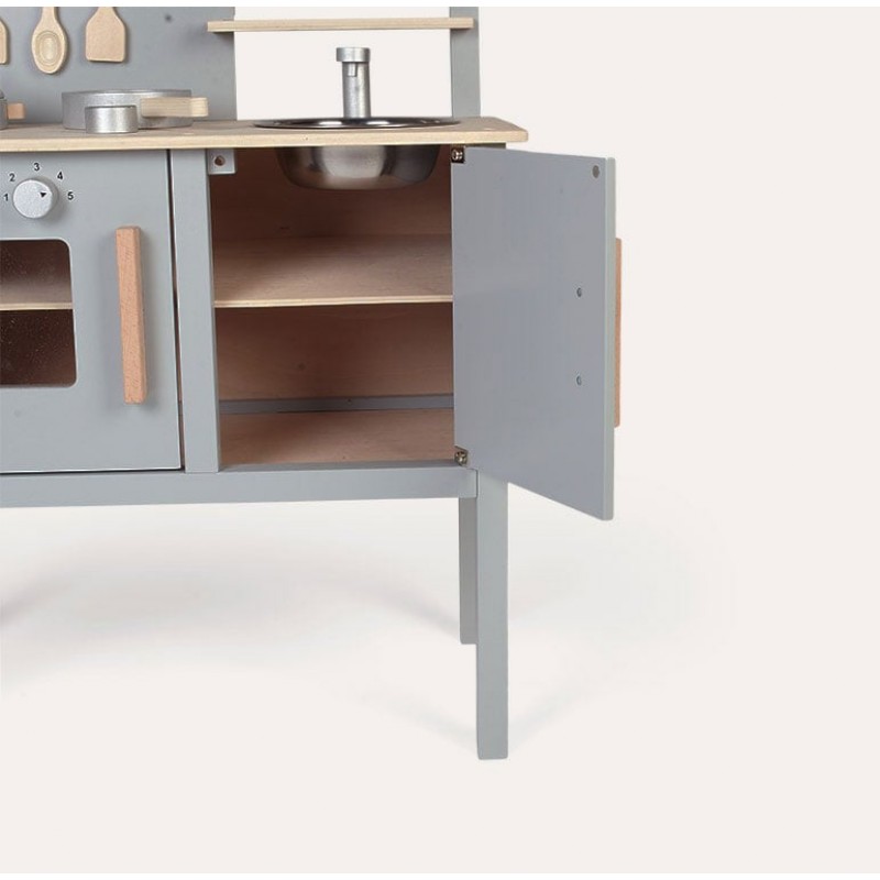 Jabadabado: Ξύλινη παιδική κουζίνα με κατσαρολικά Γκρι