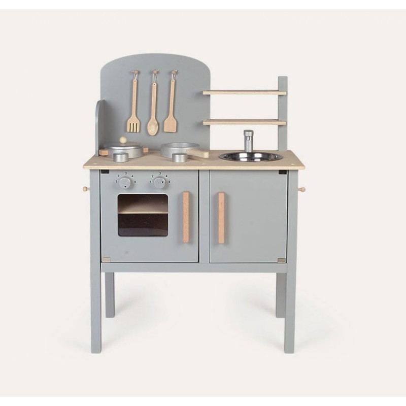 Jabadabado: Ξύλινη παιδική κουζίνα με κατσαρολικά Γκρι