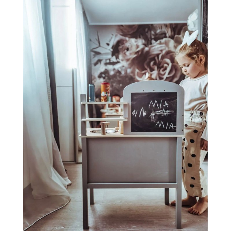 Jabadabado: Ξύλινη παιδική κουζίνα με κατσαρολικά Γκρι