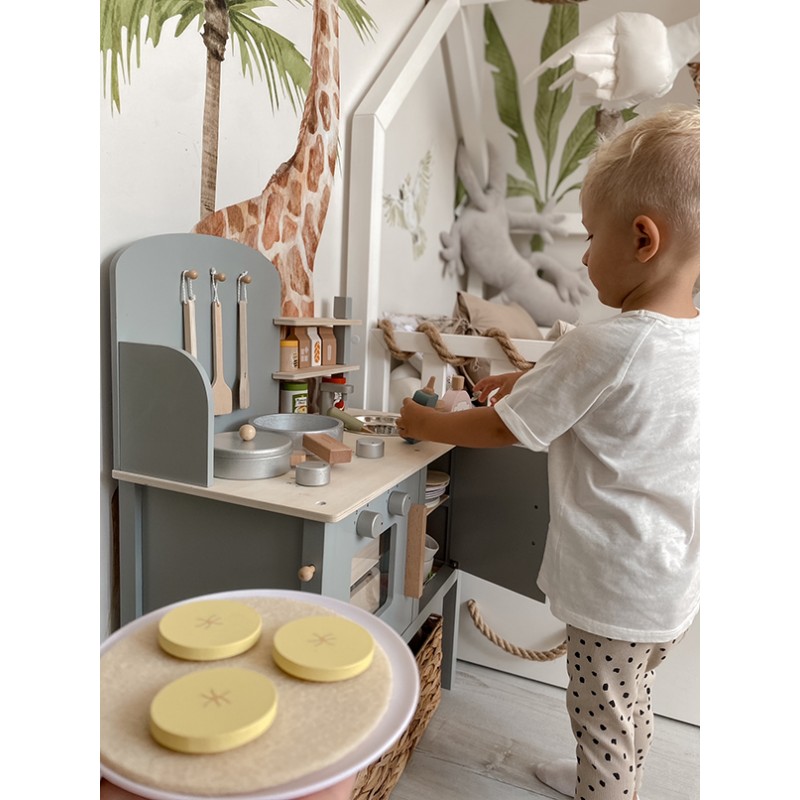 Jabadabado: Ξύλινη παιδική κουζίνα με κατσαρολικά Γκρι