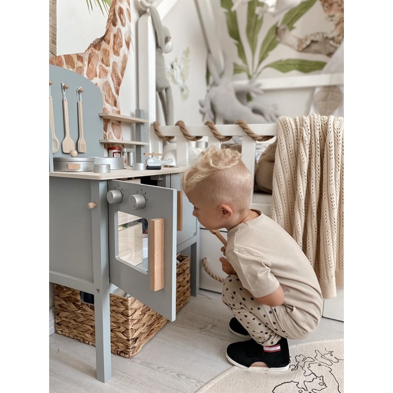 Jabadabado: Ξύλινη παιδική κουζίνα με κατσαρολικά Γκρι
