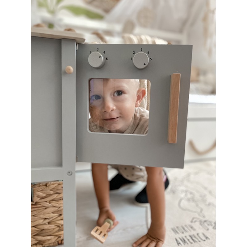 Jabadabado: Ξύλινη παιδική κουζίνα με κατσαρολικά Γκρι