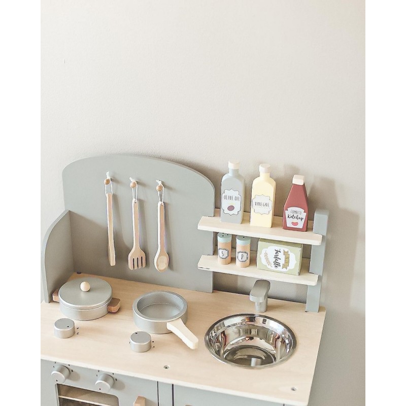 Jabadabado: Ξύλινη παιδική κουζίνα με κατσαρολικά Γκρι