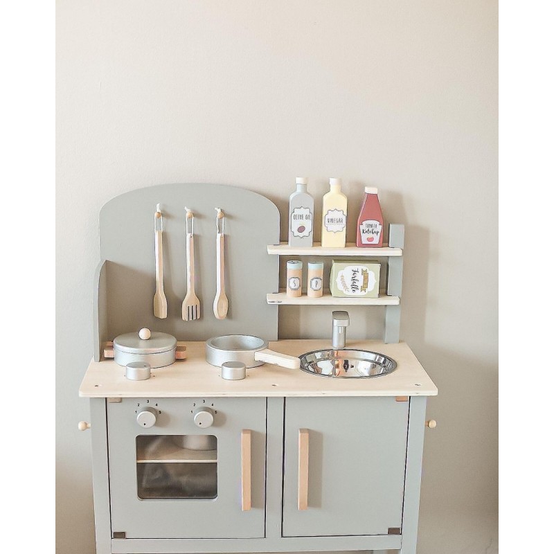 Jabadabado: Ξύλινη παιδική κουζίνα με κατσαρολικά Γκρι