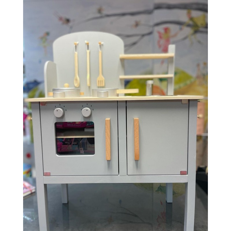 Jabadabado: Ξύλινη παιδική κουζίνα με κατσαρολικά Γκρι