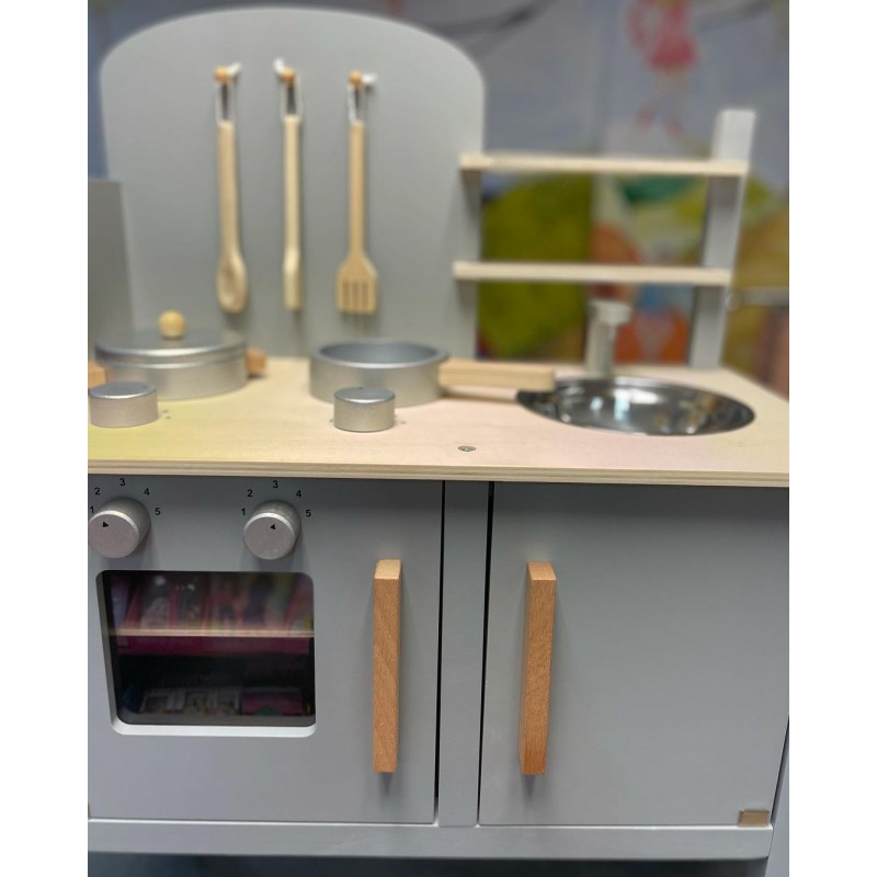 Jabadabado: Ξύλινη παιδική κουζίνα με κατσαρολικά Γκρι
