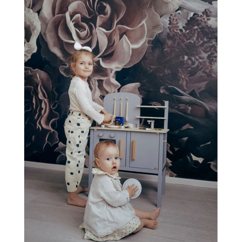 Jabadabado: Ξύλινη παιδική κουζίνα με κατσαρολικά Γκρι