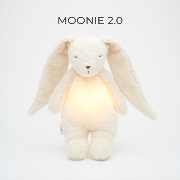 MOONIE 2.0: Επαναφορτιζόμενο βοήθημα ύπνου με ηχογράφηση & αισθητήρα κλάματος – Οργανικό βαμβάκι Polar Bunny