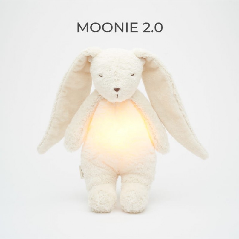 MOONIE 2.0: Επαναφορτιζόμενο βοήθημα ύπνου με ηχογράφηση & αισθητήρα κλάματος – Οργανικό βαμβάκι Polar Bunny