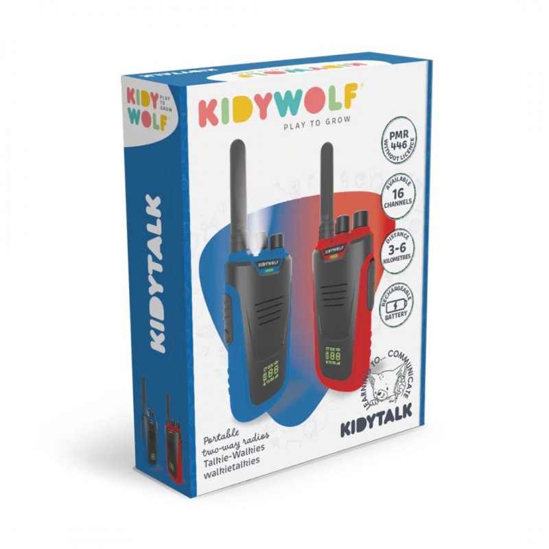 KIDYWOLF: Επαναφορτιζόμενα walkie-talkies -Με εμβέλεια 3-6 χλμ  (2 τεμάχια)