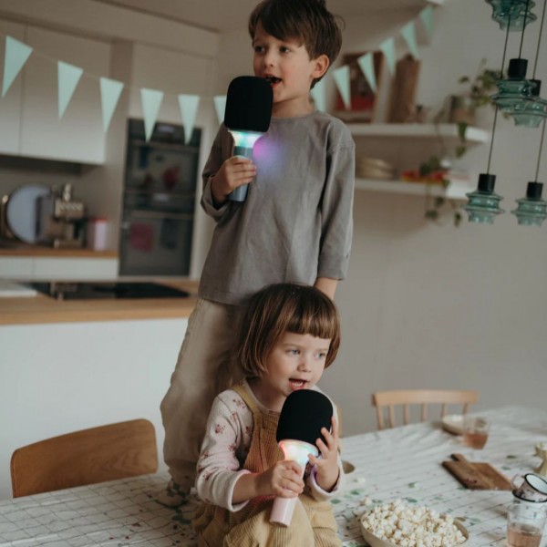 KIDYWOLF: Μικρόφωνο Karaoke επαναφορτιζόμενο με φως & bluetooth- Μπλε