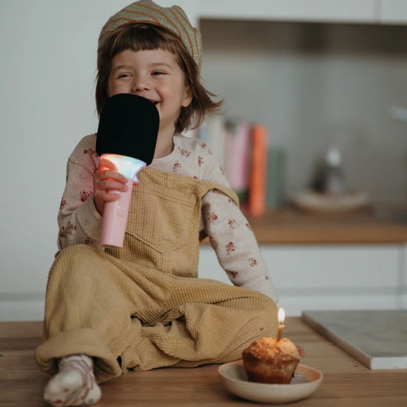 KIDYWOLF: Μικρόφωνο Karaoke επαναφορτιζόμενο με φως & bluetooth- Ροζ