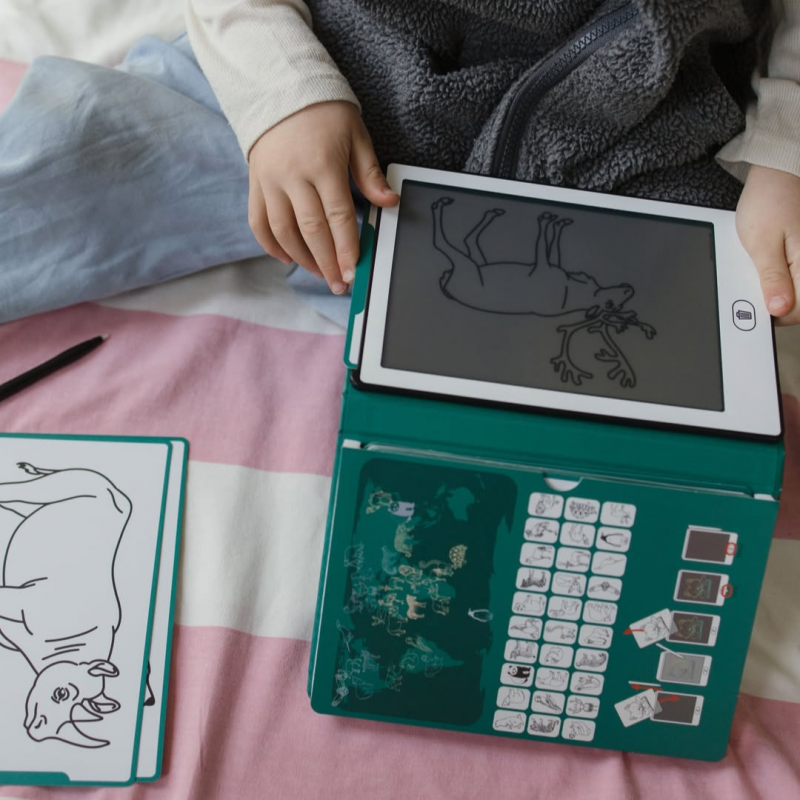 KIDYWOLF: Tablet ζωγραφικής με οθόνη LCD (30 κάρτες)- Animals Around The World