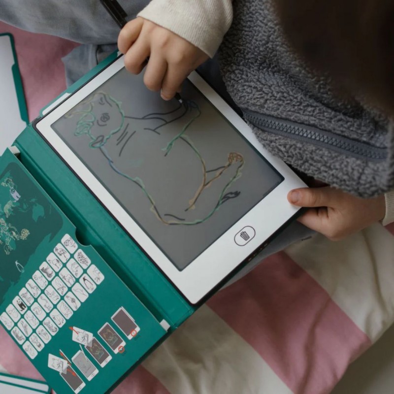 KIDYWOLF: Tablet ζωγραφικής με οθόνη LCD (30 κάρτες)- Animals Around The World