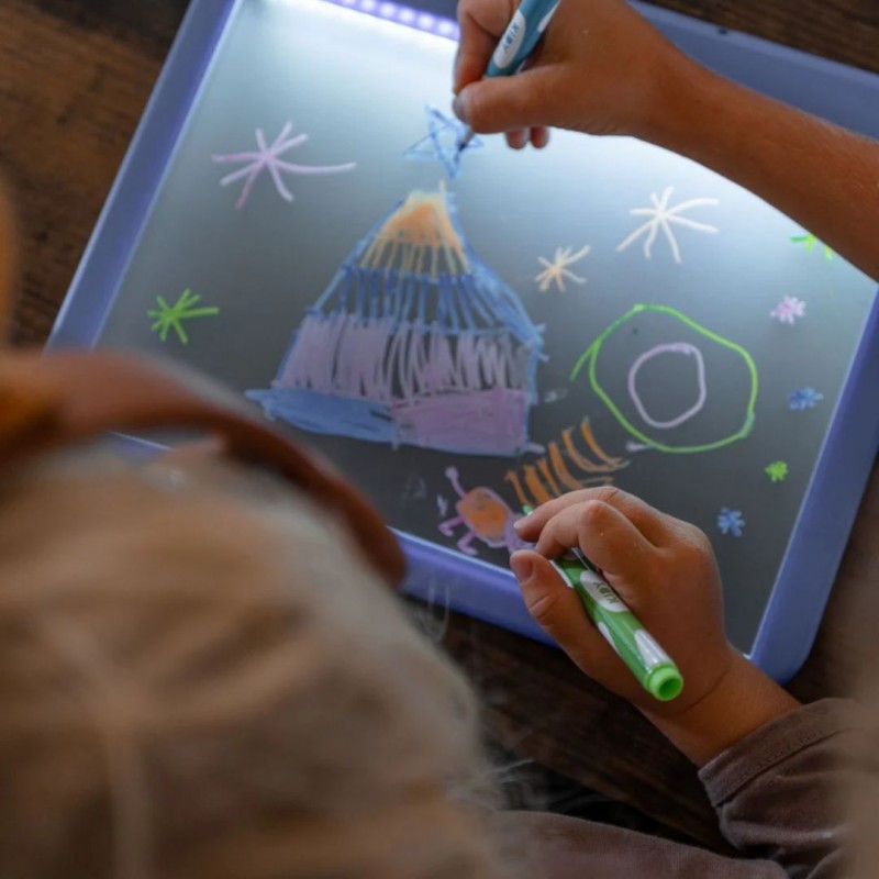 KIDYWOLF: Tablet ζωγραφικής με φως, 2 όψεων με οθόνη LΕD & μαυροπίνακα- Σχέδιο Χαρακτήρες Manga