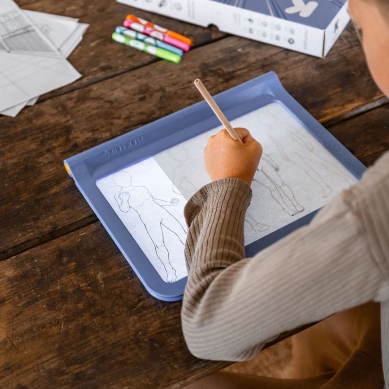 KIDYWOLF: Tablet ζωγραφικής με φως, 2 όψεων με οθόνη LΕD & μαυροπίνακα- Σχέδιο Χαρακτήρες Manga