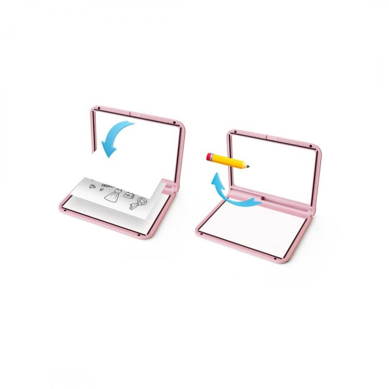 KIDYWOLF: Tablet ζωγραφικής με φως, 2 όψεων με οθόνη LΕD & μαυροπίνακα- Σχέδιο Μόδας