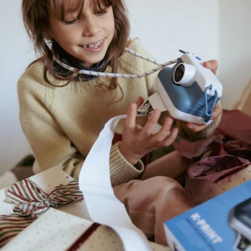 KIDYWOLF: Φωτογραφική μηχανή με θερμική εκτύπωση - Μπλε Instant Camera