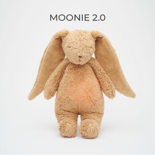 MOONIE 2.0: Επαναφορτιζόμενο βοήθημα ύπνου με ηχογράφηση & αισθητήρα κλάματος – Οργανικό βαμβάκι Cappuccino Bunny
