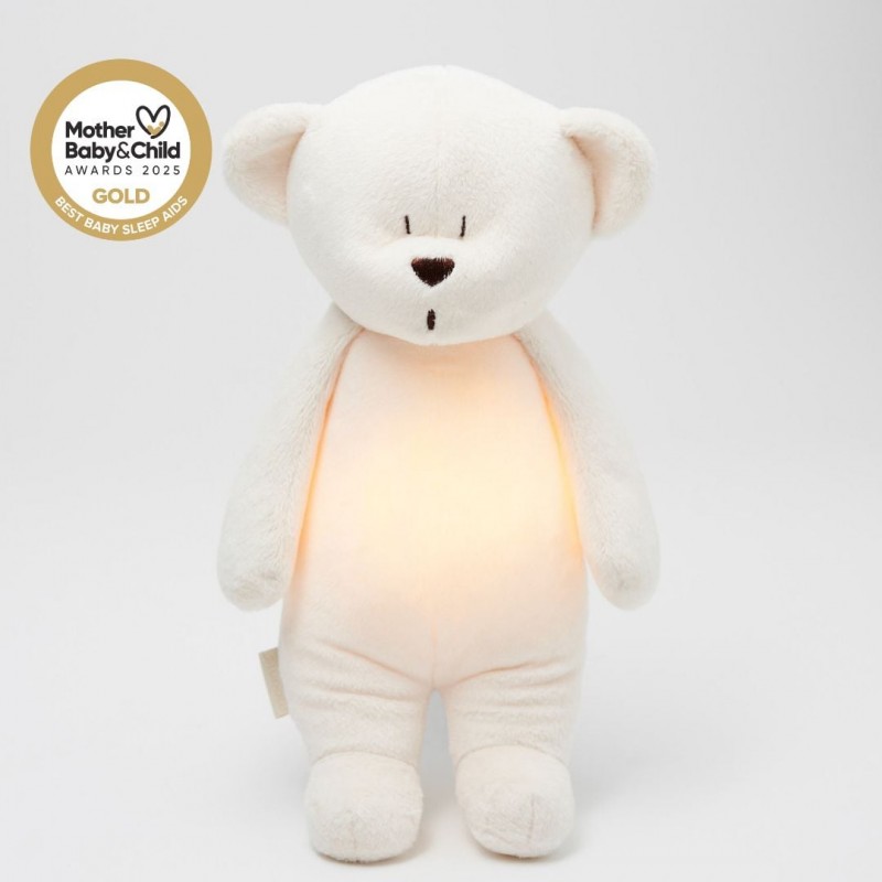 MOONIE 2.0: Επαναφορτιζόμενο βοήθημα ύπνου με ηχογράφηση & αισθητήρα κλάματος Cream Bear