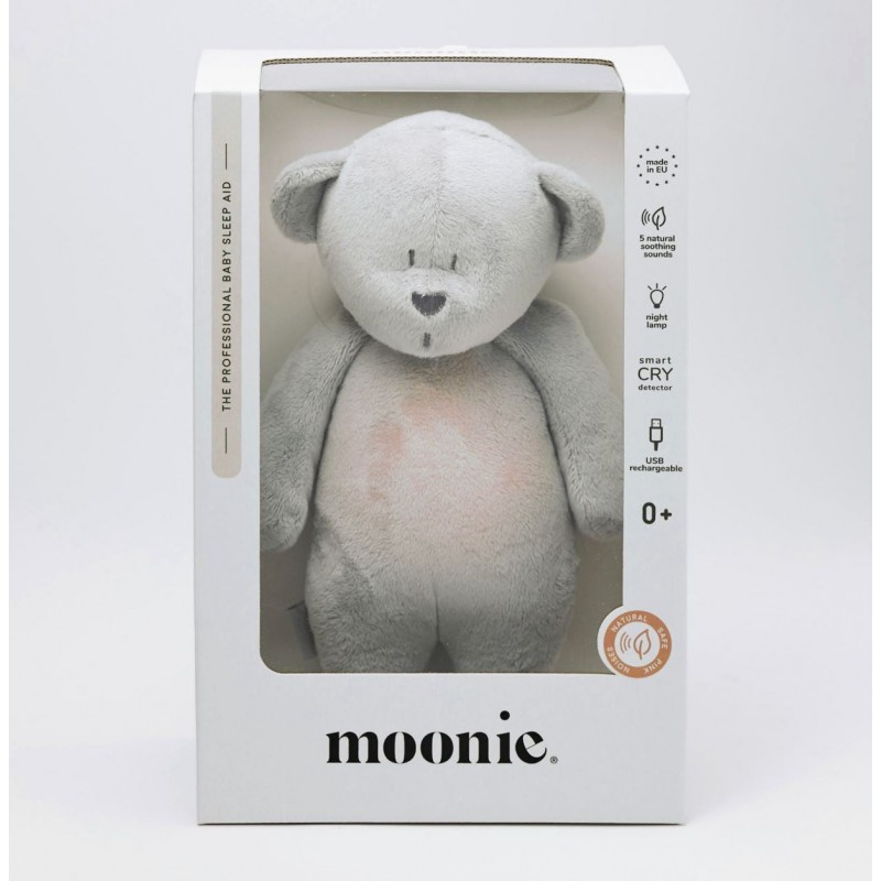 MOONIE 2.0: Επαναφορτιζόμενο βοήθημα ύπνου με ηχογράφηση & αισθητήρα κλάματος Silver Bear