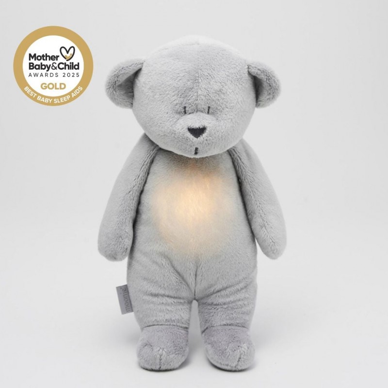 MOONIE 2.0: Επαναφορτιζόμενο βοήθημα ύπνου με ηχογράφηση & αισθητήρα κλάματος Silver Bear