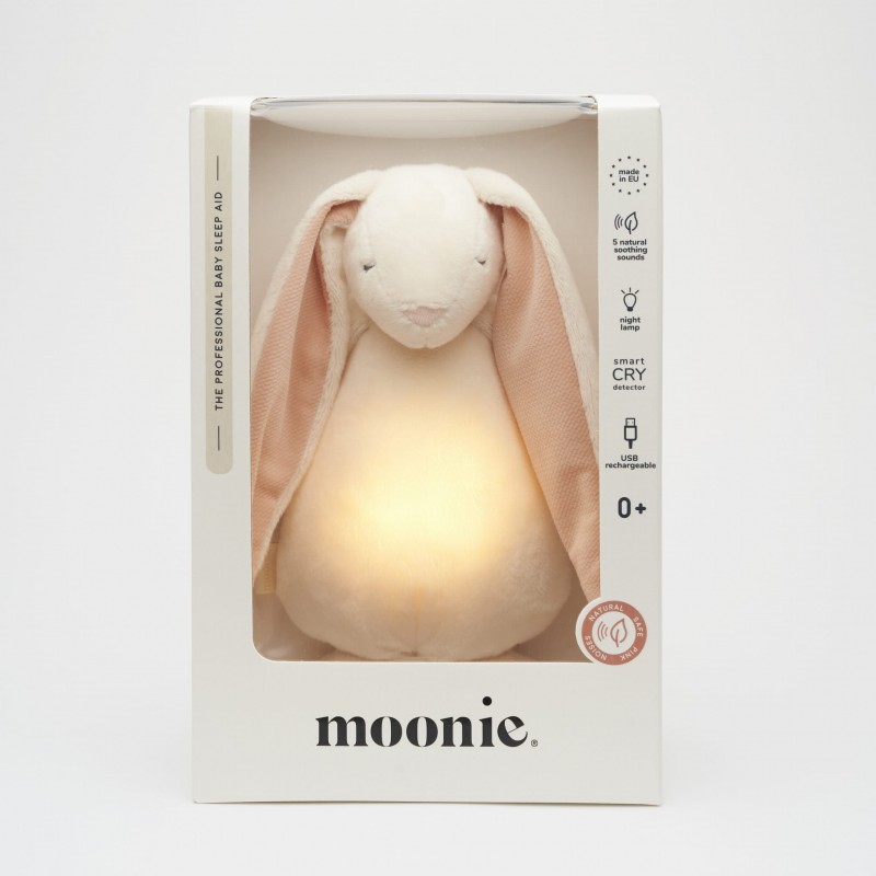 MOONIE 2.0: Επαναφορτιζόμενο βοήθημα ύπνου με ηχογράφηση & αισθητήρα κλάματος Powder Bunny
