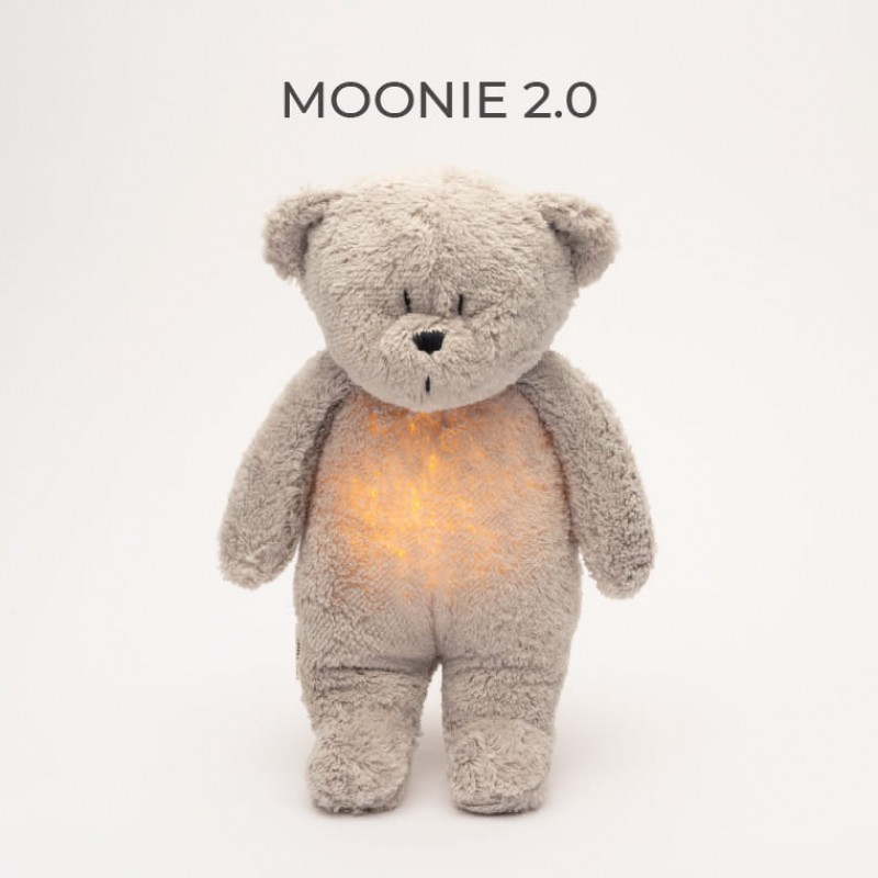 MOONIE 2.0: Επαναφορτιζόμενο βοήθημα ύπνου με ηχογράφηση & αισθητήρα κλάματος – Οργανικό βαμβάκι Gray