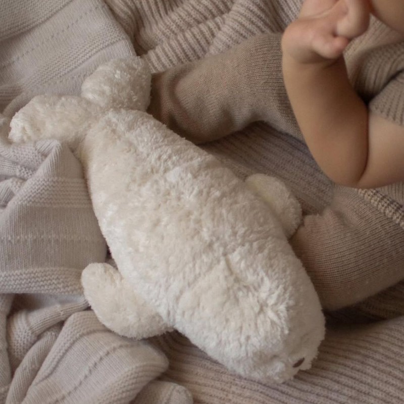 MOONIE 2.0: Επαναφορτιζόμενο βοήθημα ύπνου Φώκια με ηχογράφηση & αισθητήρα κλάματος – Οργανικό βαμβάκι Polar