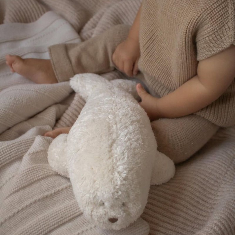 MOONIE 2.0: Επαναφορτιζόμενο βοήθημα ύπνου Φώκια με ηχογράφηση & αισθητήρα κλάματος – Οργανικό βαμβάκι Polar