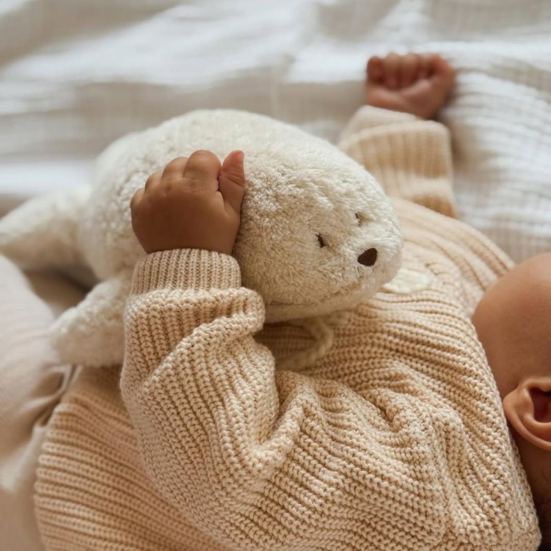 MOONIE 2.0: Επαναφορτιζόμενο βοήθημα ύπνου Φώκια με ηχογράφηση & αισθητήρα κλάματος – Οργανικό βαμβάκι Sand