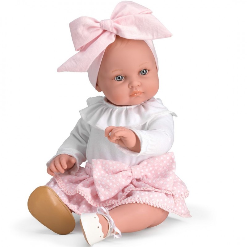 Magic baby κούκλα "Alicia με άσπρη μπλούζα και ροζ φιόγκο"