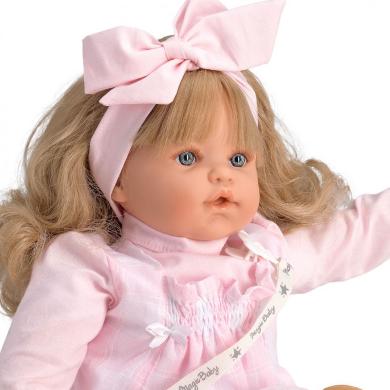 Magic baby κούκλα που κλαίει Susy pink dress με μακρύ μανίκι