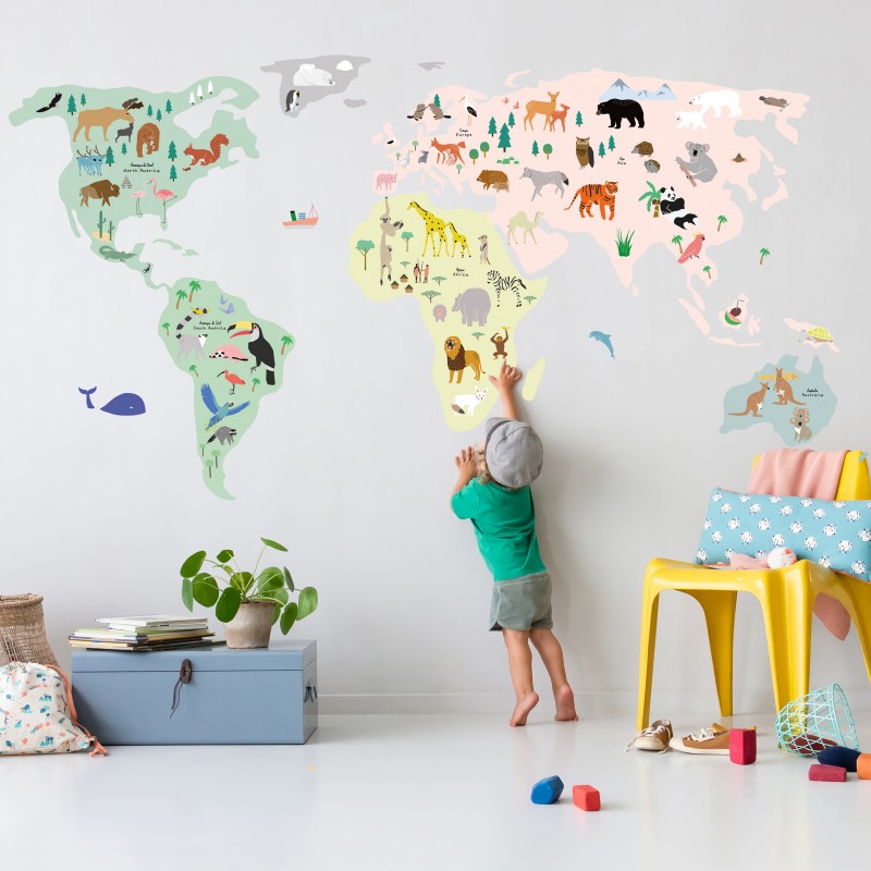 Mimi'lou  Αυτοκόλλητα τοίχου Μεγάλα ''WORLD MAP''