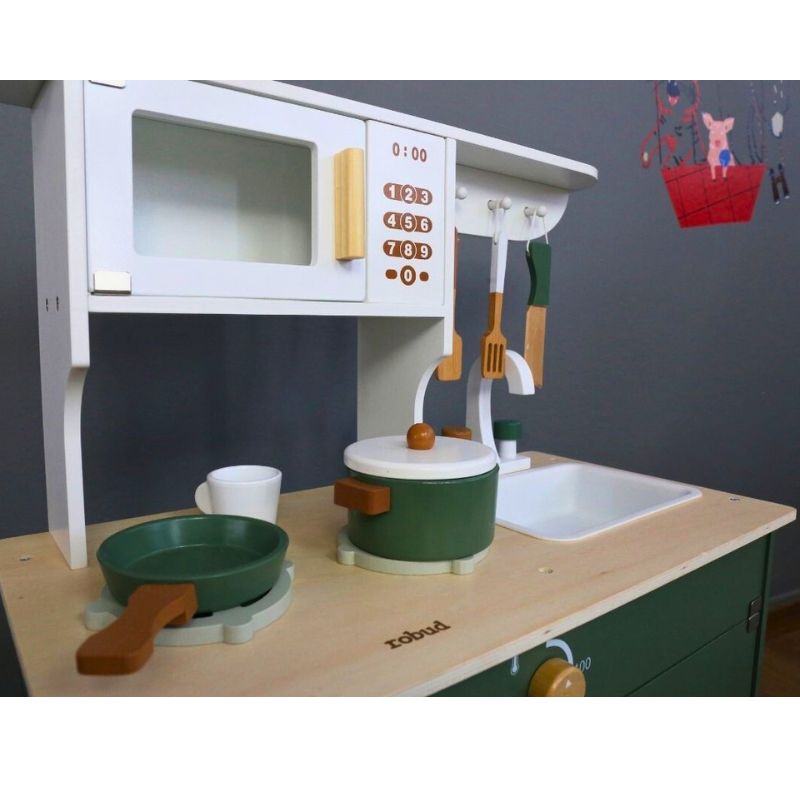 MySunshine: Ξύλινη παιδική κουζίνα με κατσαρολικά- Vintage green