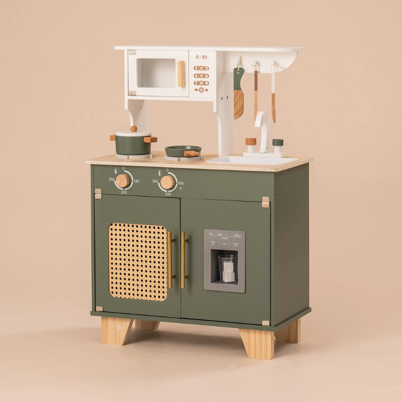 MySunshine: Ξύλινη παιδική κουζίνα με κατσαρολικά- Vintage green
