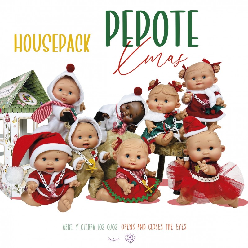 Nines D'Onil: Display Xmas διάφορα μωράκια Pepote Xmas (8τμχ) μαζί με συσκευασία δώρου σπιτάκι