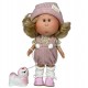 Nines D'Onil: Little Mia με κατοικίδιο σκυλάκι και ροζ σκουφάκι- 23 εκ.