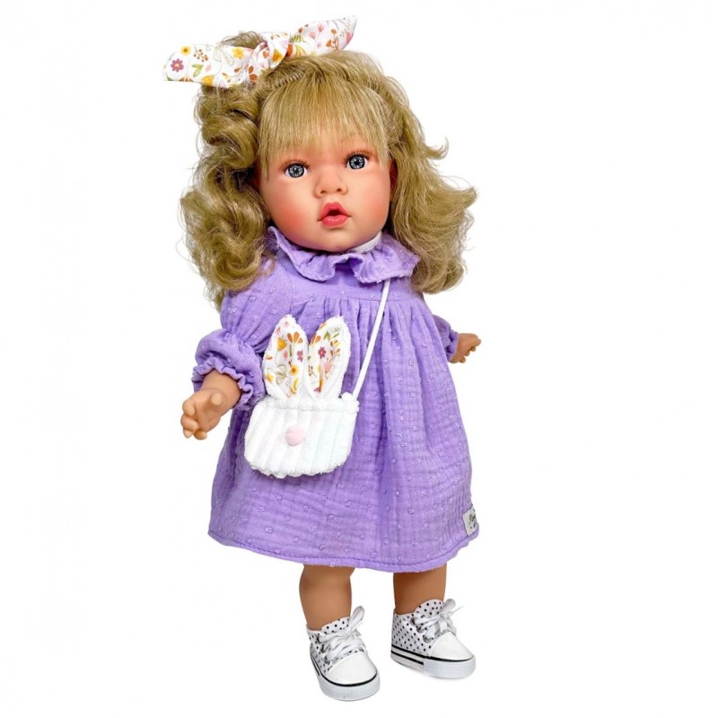 Nines D'Onil: Susette Χειροποίητη Κούκλα με ξανθά μαλλιά και μοβ ρούχα